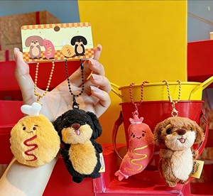 Lindo llavero de peluche de perro salchicha Pabaisi, juguetes de peluche de cachorro Dachshund de dibujos animados con forma de hamburguesa, colgante para bolso, regalo para niños, venta al por mayor - Product Image 1