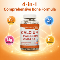 Gélules de Calcium Liquide, Magnésium, Zinc et Vitamine D3 pour la Santé des Os et des Dents, la Santé Digestive des Adultes, Haute Absorption, Pureté, OEM