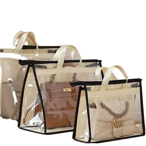 Pour Amazon pliable PVC sac de rangement ensemble anti-poussière coton armoire visuel suspendu artefact sac à main articles divers organisateur - Product Image 1