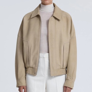 Veste en cuir PU pour femme, personnalisable, tendance, fermeture éclair, col rabattu, manches longues, manteau d'hiver - Product Image 1