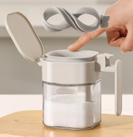 Offres Spéciales 400ML large couvercle verre Shaker pots à épices bouteille de sel pour la cuisine Promotion assaisonnement bouteille avec couvercle d'étanchéité cuillère