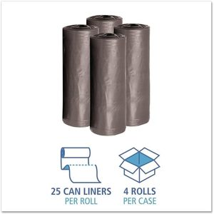 Sacs poubelles gris Boardwalk 3036SH LD 20-30 gallons, 0,95 mil, 30 largeurs x 36 hauteurs, 25 sacs/rouleau, 4 rouleaux/carton, sacs poubelles ménagers - Product Image 5