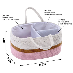 Nueva colección, bolsa de pañales de <span class=keywords><strong>maternidad</strong></span> para momias, <span class=keywords><strong>cesta</strong></span> de pañales de cuerda de algodón portátil y organizador para pañales de bebé - Product Image 1