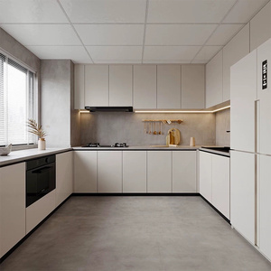 Mobili da <span class=keywords><strong>Cucina</strong></span> e <span class=keywords><strong>Soggiorno</strong></span> di Lusso in Legno Massello, Design Europeo <span class=keywords><strong>Moderno</strong></span> Minimalista Personalizzato, Armadi Alti da Parete Bianchi - Product Image 3