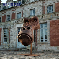 Wondecor personnalisé extérieur célèbre rue abstraite métal art bronze singe gorille visage sculpture