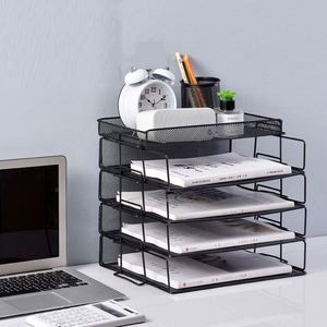 Estante de Pared de Metal con Malla Metálica, Estante de Almacenamiento de Periódicos y Revistas de Cinco Niveles, Estante para Archivos A4, Almacenamiento de Oficina - Product Image 2