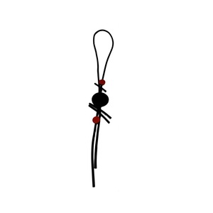 Colar Longo Feminino Estilo Lariat para Suéter, com Cordão de Borracha, Pingente Geométrico de Círculo Preto e Vermelho, Acessório de Moda Minimalista e Artístico - Product Image 6