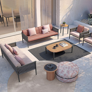 Ensemble de salon de jardin en corde et alliage d'aluminium pour hôtel, villa, mobilier de loisirs, canapé d'extérieur modulable - Product Image 1