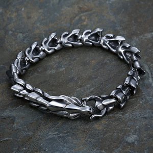 Pulsera de dragón de alta calidad, brazalete de acero inoxidable pulido brillante, Vikingo escandinavo, para ciclistas de hip hop