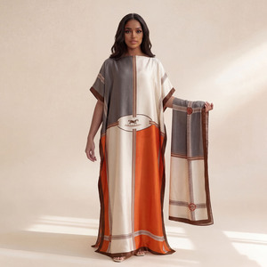 Conjunto de Ropa de Playa para Mujer, Primavera-Verano, Estampado Animal a Cuadros, Túnica y Bufanda de Poliéster, Transpirable, Ligero, Talla Grande, Ecológico - Product Image 2