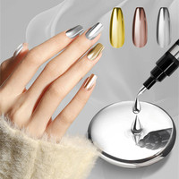 Stylo à effet miroir pour ongles en 3 couleurs, sans poudre, marqueur métallique chromé, stylo de dessin imperméable pour bricolage