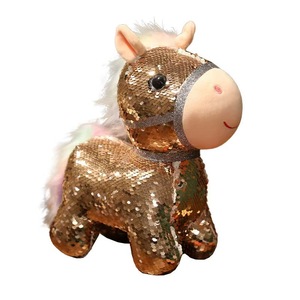 Peluche Cavallo Colorato con Glitter, Ciondolo Mascotte Anno del Cavallo, Decorazione Soggiorno, Regalo di Capodanno, Cotone PP - Product Image 5