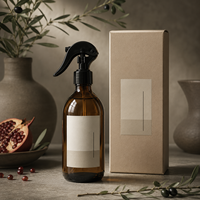 Spray d'ambiance et de linge en aérosol 250 ml, parfum lavande, flacon ambré écologique, étiquette personnalisée, boîte sur mesure, marque privée