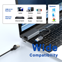 Adaptateur Ethernet USB 3.0 RJ45 LAN, dongle réseau, 10/100/1000 Mbps, Plug & Play, sans pilote, boîtier externe en alliage d'aluminium pour ordinateur portable