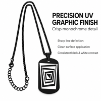 Collier tendance en acier inoxydable noir avec chaîne à maillons, pendentif personnalisé gravé au laser pour les acheteurs de bijoux promotionnels en gros