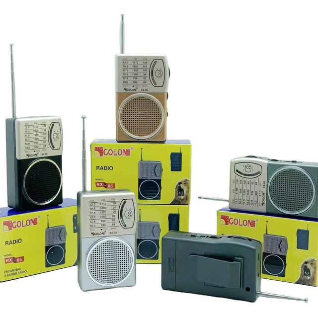 Retro Portable Mini Radio with Antenna AM/FM/SW3 Bands Radio Full-band Dial Frequency Modulation Single-channel Radio RX-06