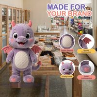 Costume de mascotte Dragon Bébé sur mesure OEM 2026, taille adulte, peluche violette pour événements festifs, cabine photo, ODM