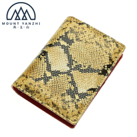 Dompet Pendek Wanita Kulit PU Embos Ular Berkualitas Tinggi Mewah dengan Logo Custom, RFID, dan Kancing Solid dari Polyester, Merk Mount Yanzhi