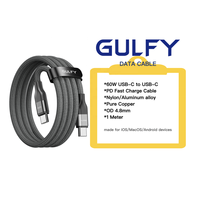 GULFY Câble de charge USB-C 60W en nylon tissé à noyau de cuivre pur 1m gris Câble de synchronisation de données à charge rapide pour IOS MacOS Android