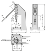 Presse à levier manuelle KIPP K1550, corps en acier, équipement industriel de précision pour le poinçonnage, l'assemblage, le rivetage et le formage