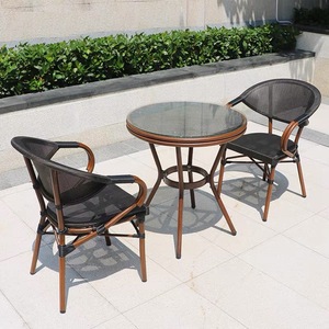 Nordic Rope Rattan aluminum Waterproof Dinning <b>Chair</b> Patio Restaurant Aluminium <b>Stackable</b> Outdoor <b>Dining</b> <b>Chair</b> for Garden hotel - Product Image 3