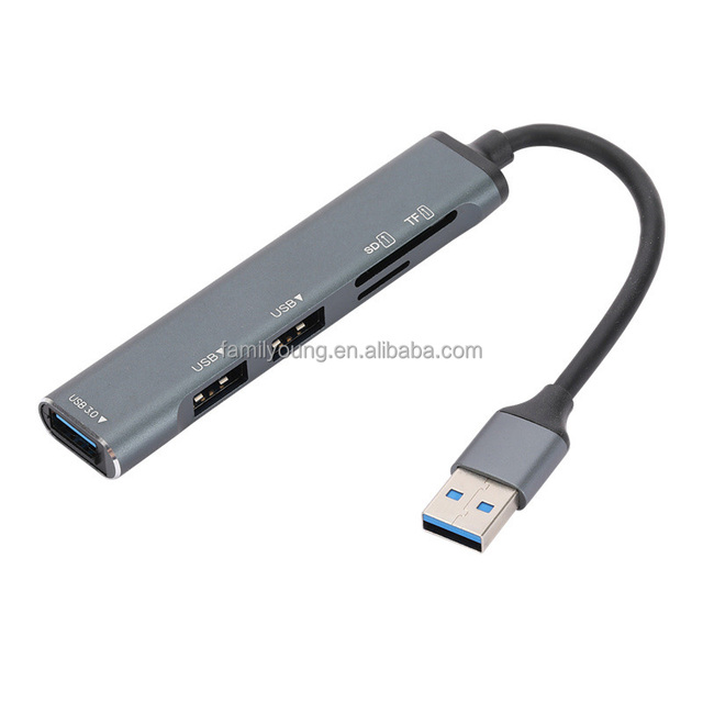 Aluminum Alloy 5 in 1 Type C HUB High Speed USB3.0 HUB Card Reader Multiport With SD TF Ports for Compute USB Splitter R