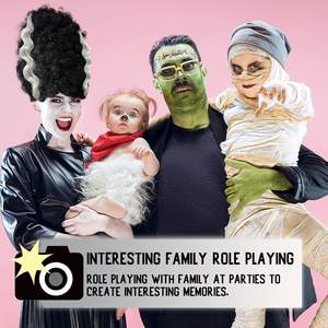 OUSHA Perruque longue noire bouclée avec des stries blanches Perruque Cosplay bicolore pour Halloween Perruque de costume unisexe pour femmes - Product Image 4