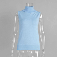 Tank Top Wanita Kasual Musim Panas Kerah Mandarin 180g Pinggang Sedang Bahan Bernapas Ramah Lingkungan Slim Fit Kancing Resleting