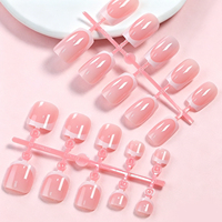 Kit de 48 faux ongles français carrés blancs à bords brillants, réutilisables, pour manucure et pédicure, pour salon
