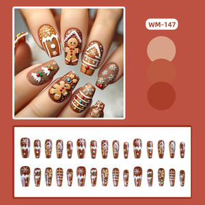 WM-147 mignon noël pain d'épice homme 3D ongles conseils automne hiver portable ongles en gros noël dessin animé flocon de neige - Product Image 2