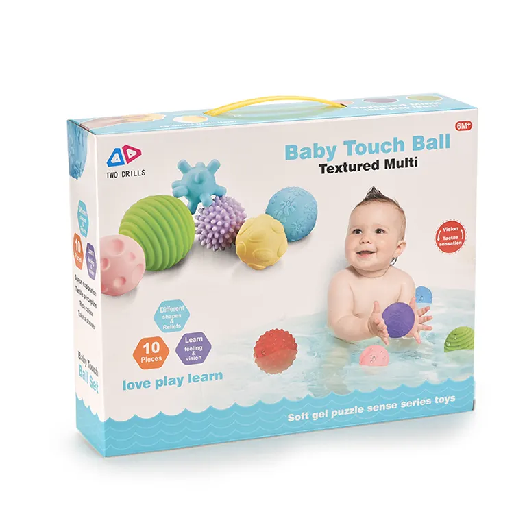 Popular popular tactile training baby soft toy 10 pcs funny playing rubber ball