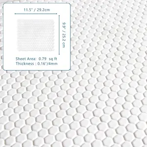 Sunwings Recycled Glass Mosaic Tile | Stock In US | White Hexagon Matte Mosaics Wall And Floor Tile