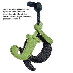 Alfabeto Saco Charme Handmade Bolsa De Couro Genuíno Pingente Nome Chaveiro Do Carro com Costura para As Mulheres - Product Image 2