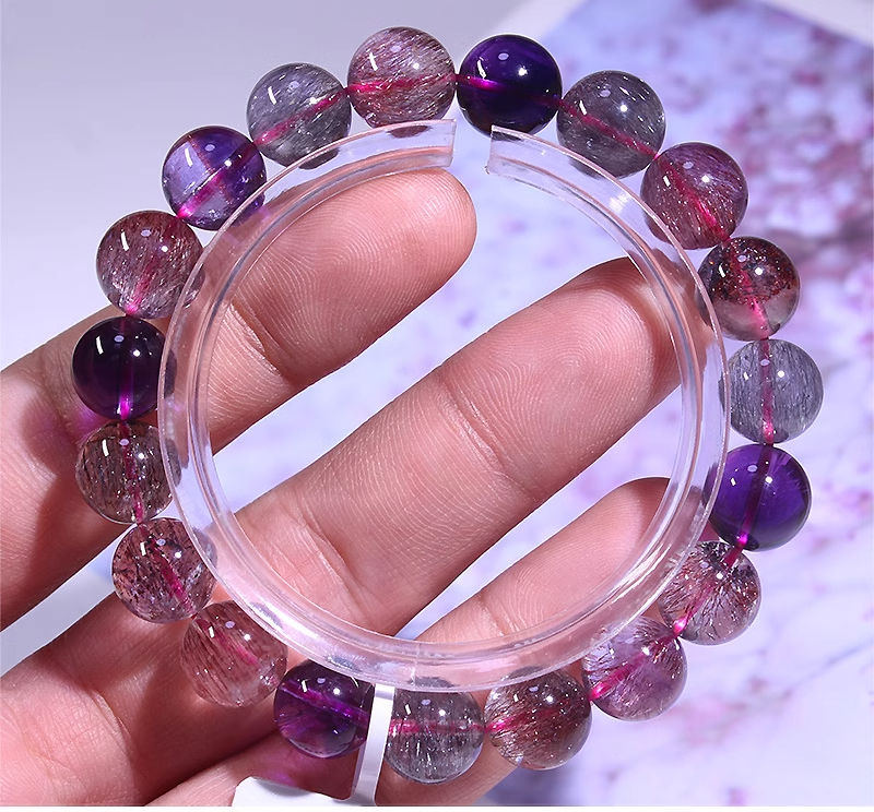 Natural Super Seven Crystal Bracelet Super Backbone Black Gallon Bracelet  Gold Strawberry Crystal Purple Jewelry