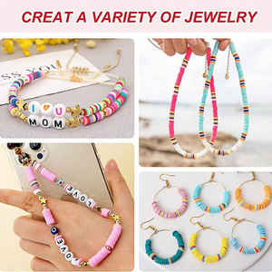 Polymer <b>Clay</b> Bead <b>Set</b> 48 Colors DIY Jewelry Making Bracelet Necklace Craft Supplies with Metal Findings and Threads - Product Image 3