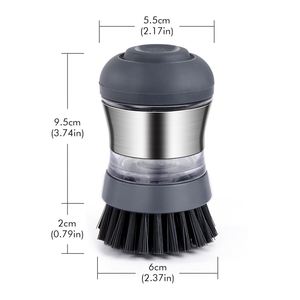 Hot Selling Stainless Steel Pack <b>Round</b> Head Kitchen Cleaning Soap Dispensing Dish <b>Brush</b> - Product Image 2