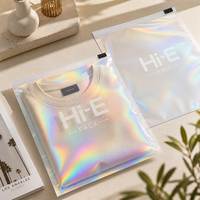 Sacs à fermeture éclair mats givrés personnalisés en gros, pochettes holographiques auto-adhésives en plastique pour l'emballage de vêtements et de t-shirts pour petites entreprises