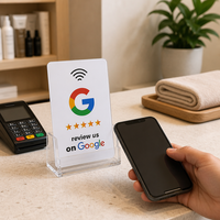 Carte de contrôle d'accès programmable NTAG213 13,56 MHz, carte Google Review en plastique, puce RFID personnalisée pour réseaux sociaux, PVC étanche, lecture/écriture