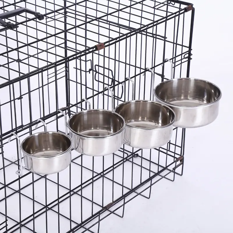 Alta Qualidade Pet Bowl Aço Inoxidável Pendurado Dog Bowl para Cage Kennel Crate Feeder Dish