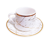 Vente en gros de 12 pièces ensemble de tasses et soucoupes en céramique services à café et thé turcs avec boîte-cadeau pour les occasions