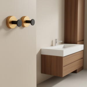 Lot de 2 crochets à serviettes muraux, patère murale en métal doré au design minimaliste, pour entrée, salle de bain, chambre, armoire - Product Image 2