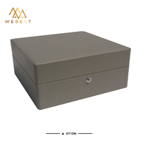 Boîte de rangement pour montres en cuir de luxe Webest, grise, boîtes personnalisées pour montres