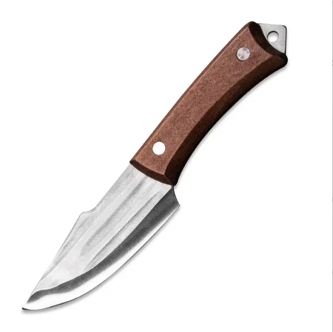 Cuchillo para deshuesar afilado con mango de madera, cuchillo multiusos portátil para exteriores, cuchillo para tallar de acero inoxidable