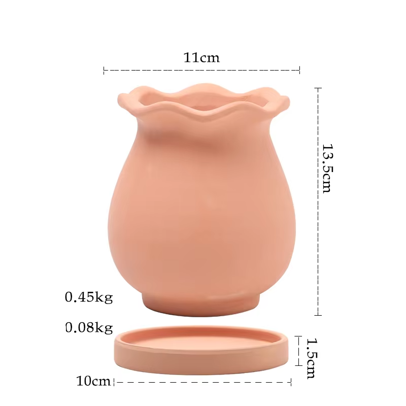 Poterie rouge feuille de lotus haute 11cm