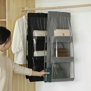 Transparent <b>Hanging</b> Bag Storage Organizer With Clear Pockets For <b>Wardrobe</b> Closet Dustproof Multipurpose Rectangle Hook Type - Product Image 1