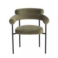 Mobilier italien pour le salon Fauteuil de salle à manger en tissu velours vert à structure métallique pour hôtels et restaurants
