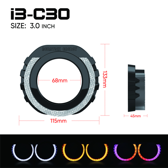 RGB 5D Angel Eyes Compact Size 3.0 Inch 2.5 Inch Bi-LED Projector Mask Halo Ring Switchback DRL