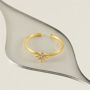 Wholesale Minimalist Jewelry Women Finger <b>Ring</b> Stainless Steel Adjustable Zircon Star Charm Cuff <b>Rings</b> - Product Image 2