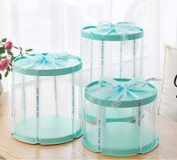 Boîte à gâteaux en plastique Transparent, 2 pièces, supports d'emballage de boulangerie avec Base de couvercle pré-plié, boîte à gâteaux de mariage