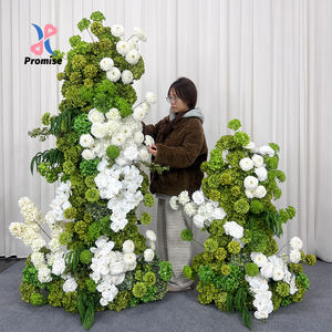 Colonne de fleurs artificielles en soie blanche et verte, faite sur mesure, luxueuse, pour décoration de mariage, arche florale réaliste - Product Image 1